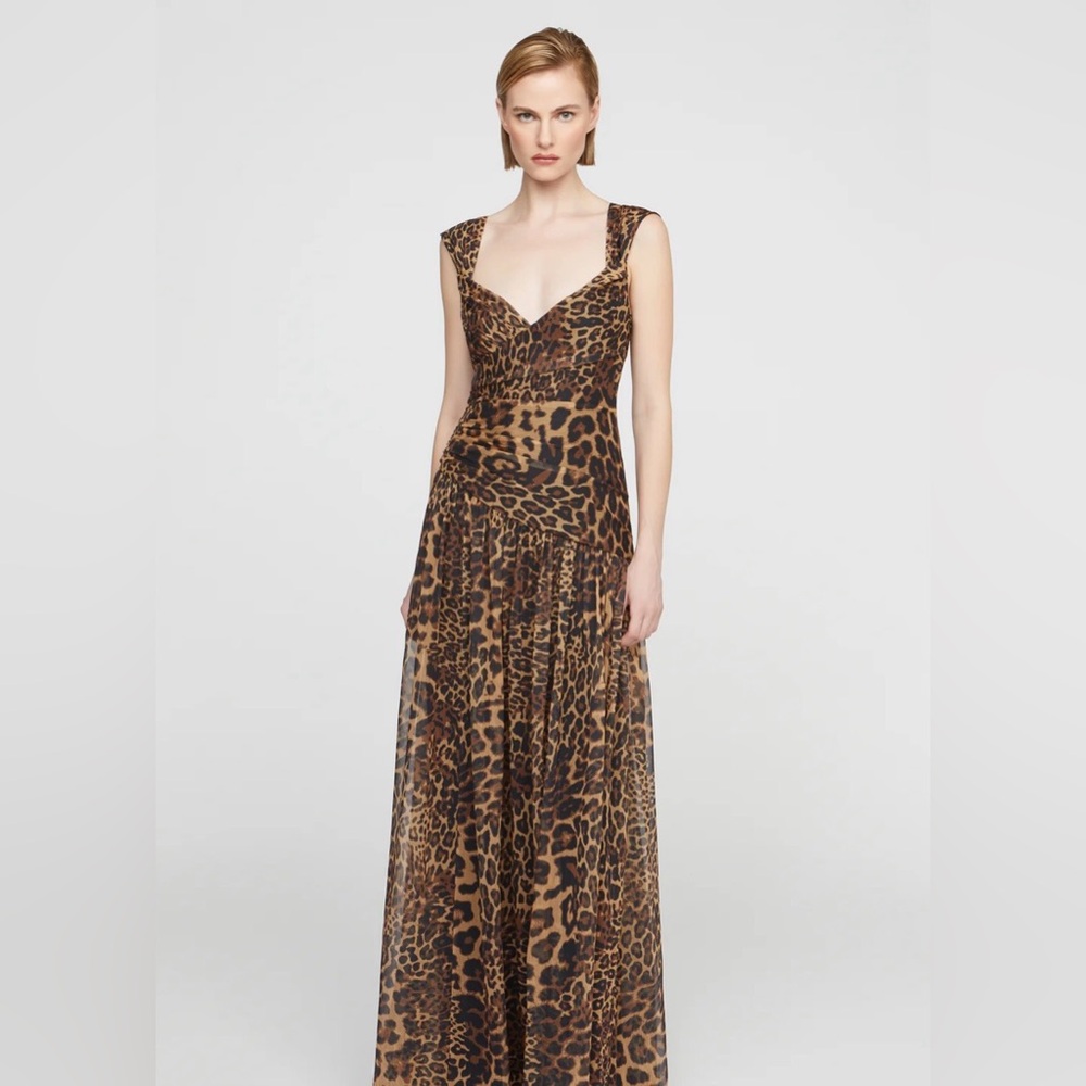 Halston Heritage Leopard Print Maxi Dress - Brown & Black